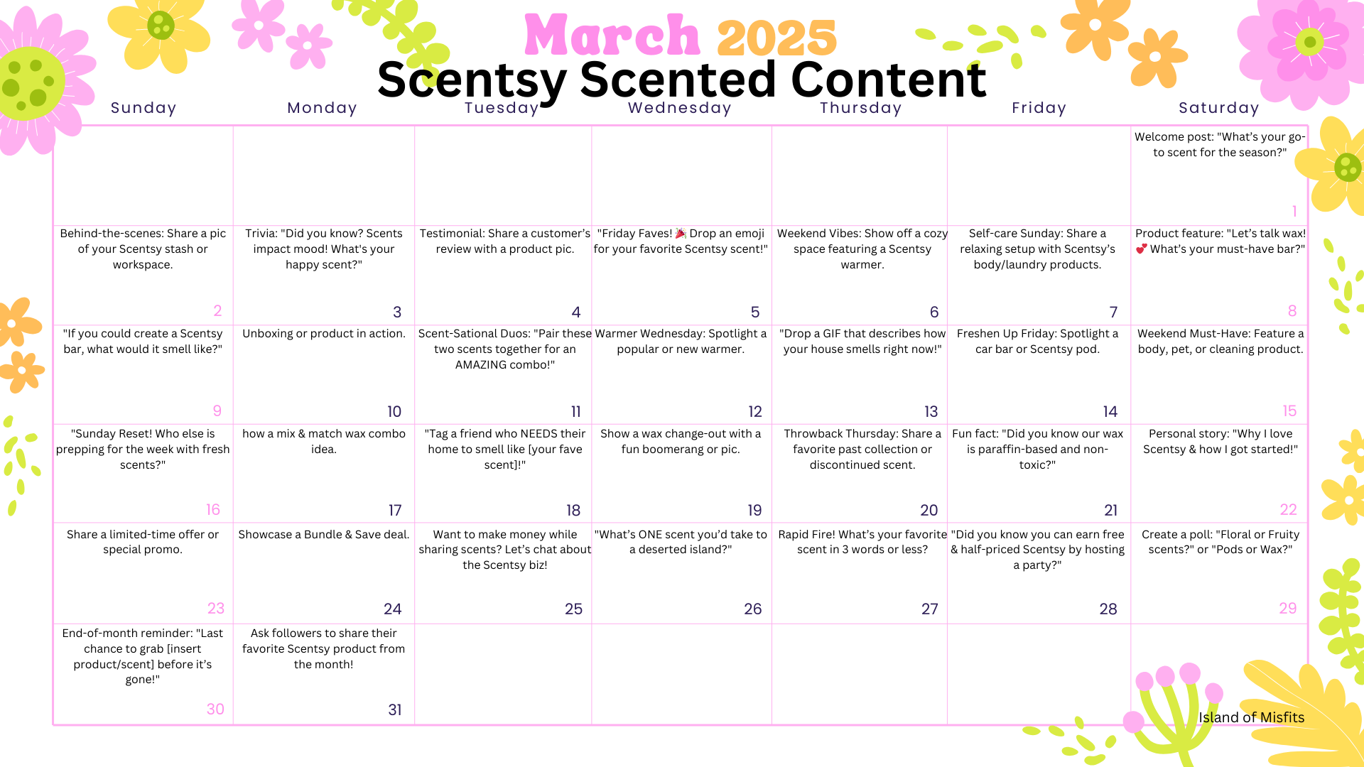IOM:  Content Calendar